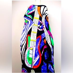 RARE vintage Rockstar Guitar beaded, sequined slip dress, size 12, VGUC